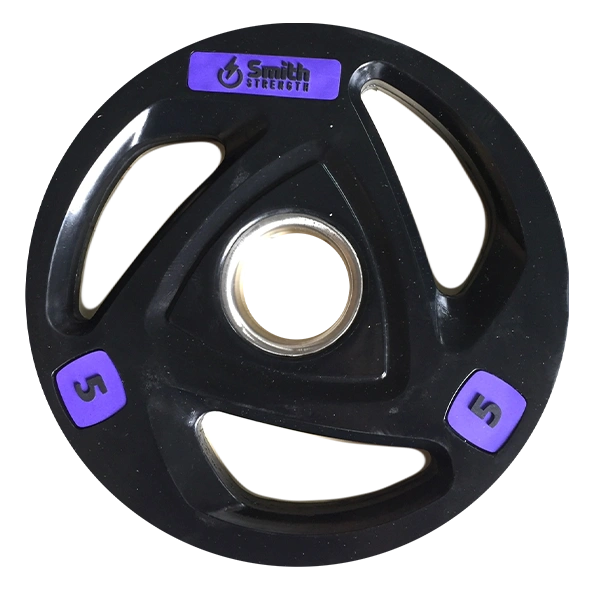 Диск для штанги Smith WP085-5 c 3-м хватом, обрезиненный, 5кг