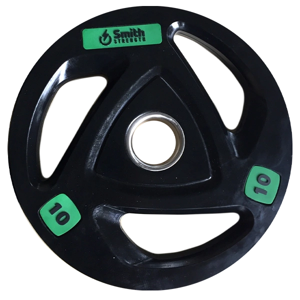 Диск для штанги Smith WP085-10 c 3-м хватом, обрезиненный, 10кг
