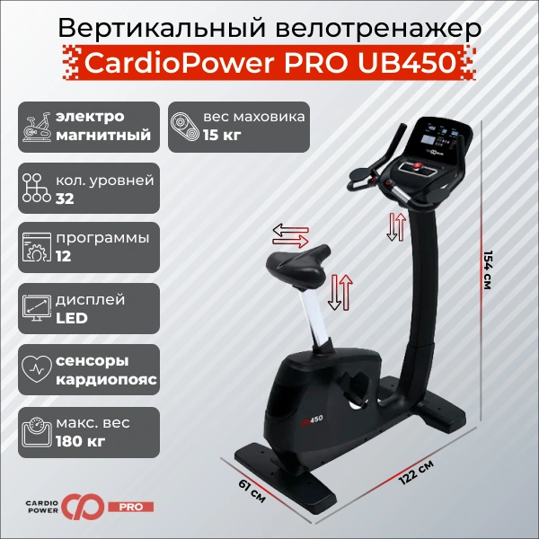 Профессиональный Вертикальный велотренажер CardioPower PRO UB450 (UB410)