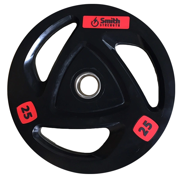 Диск для штанги Smith WP085-25 c 3-м хватом, обрезиненный, 25кг