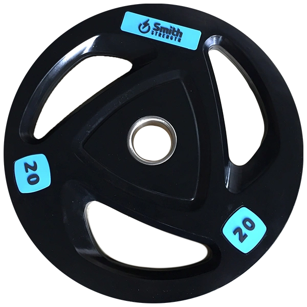 Диск для штанги Smith WP085-20 c 3-м хватом, обрезиненный, 20кг
