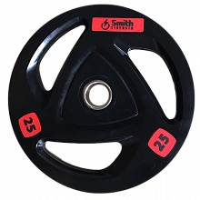 Диск для штанги Smith WP085-25 c 3-м хватом, обрезиненный, 25кг