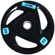 Диск для штанги Smith WP085-20 c 3-м хватом, обрезиненный, 20кг